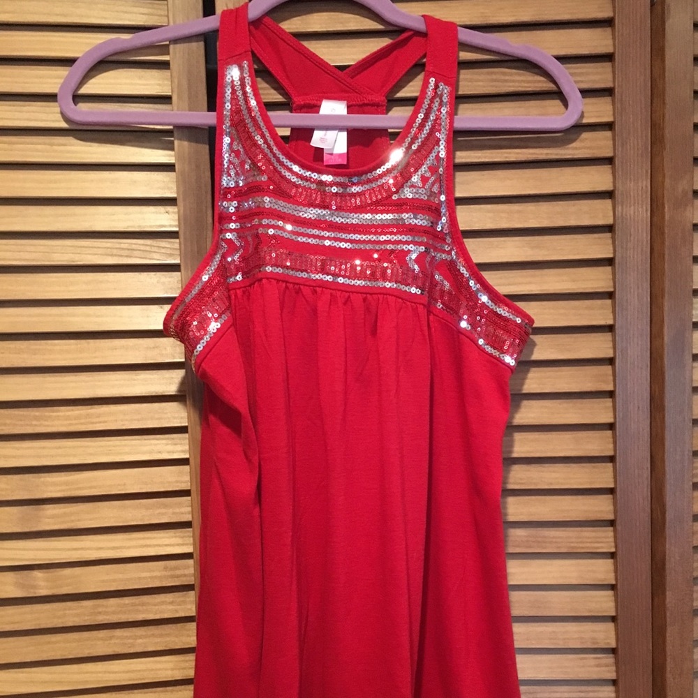No boundaries Red sequin tank top